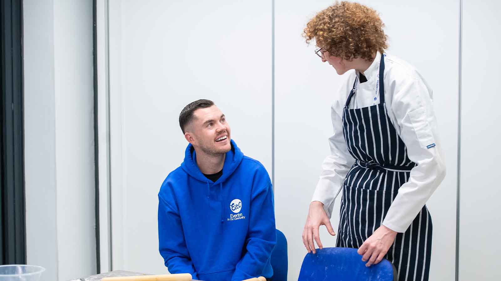  Blues Star Michael Keane Swaps Boots For Baking With Everton in the Community